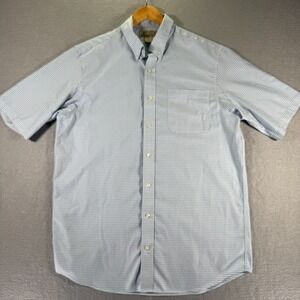 Duluth Trading Button Down Shirt Mens Large Tall Blue‎ Plaid Comfort Classic